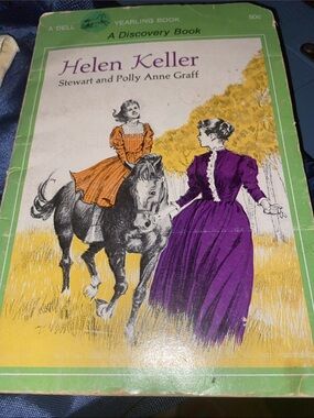 Vintage-Dell Helen Keller Paperback Green Border and Yellow Background-1960’s!